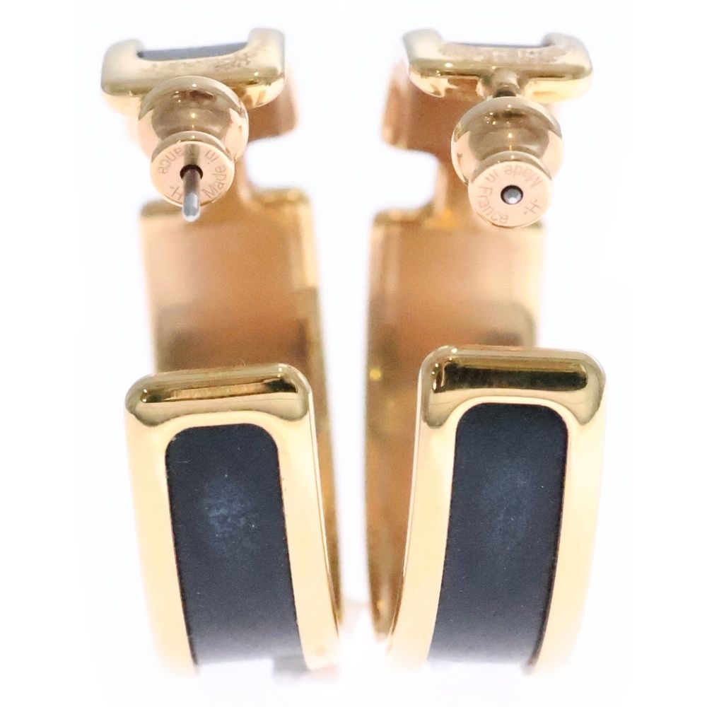 HERMES エルメス オランプ ピアス イヤーカフ ブラック×ゴールド