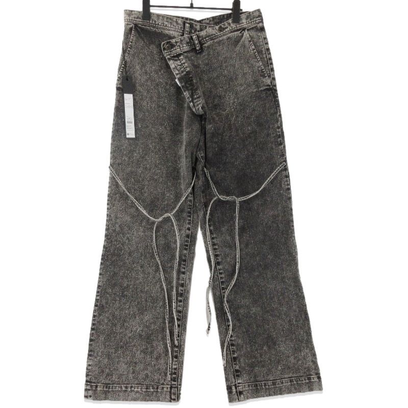 SHAREEF シャリーフ 12OZ DENIM OVER WAIST PANTS 23312011 デニムパンツ 変型デニム Black Chemical 2 71012670