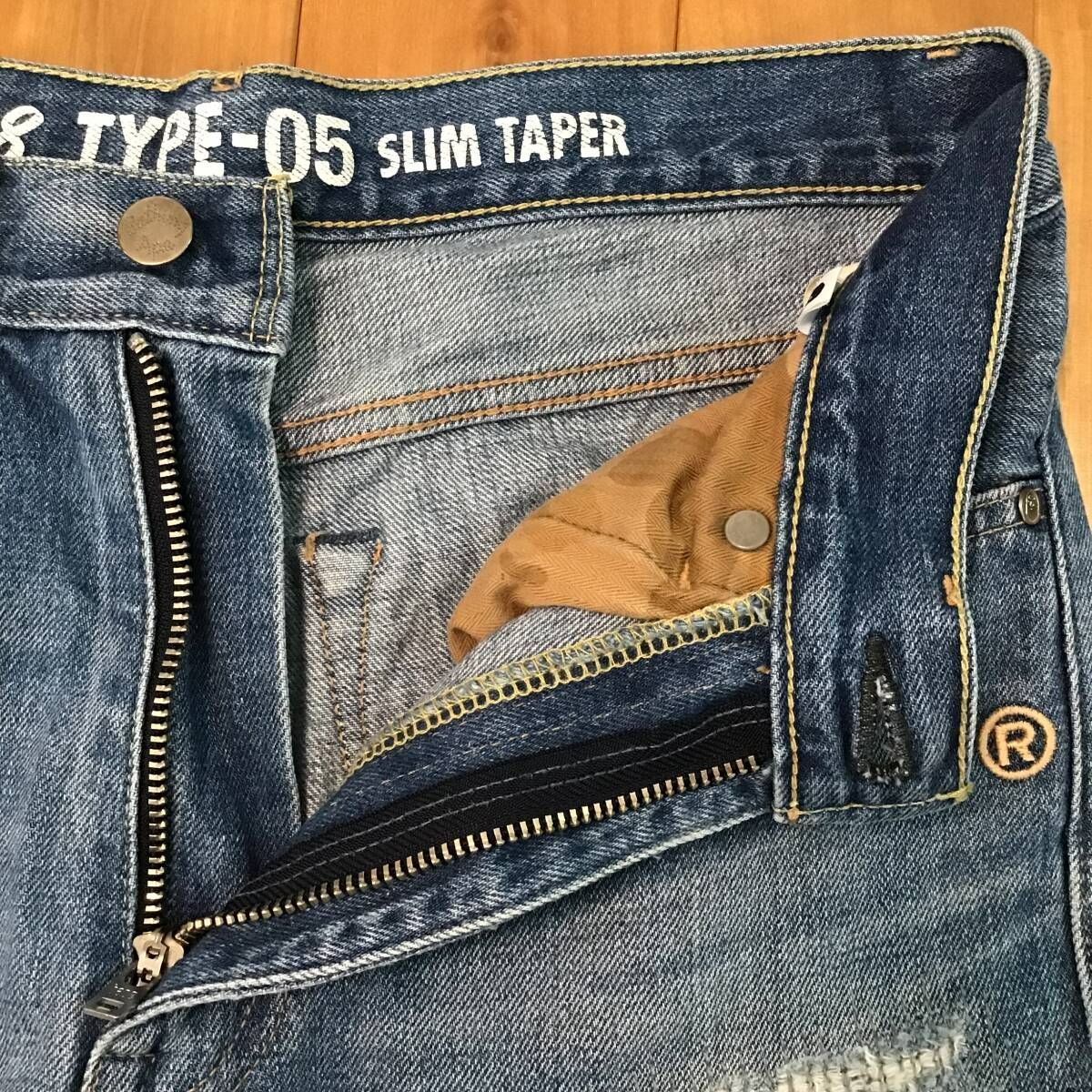 BAPE STA DAMAGED TYPE5 Slim taper デニム パンツ Sサイズ a bathing 