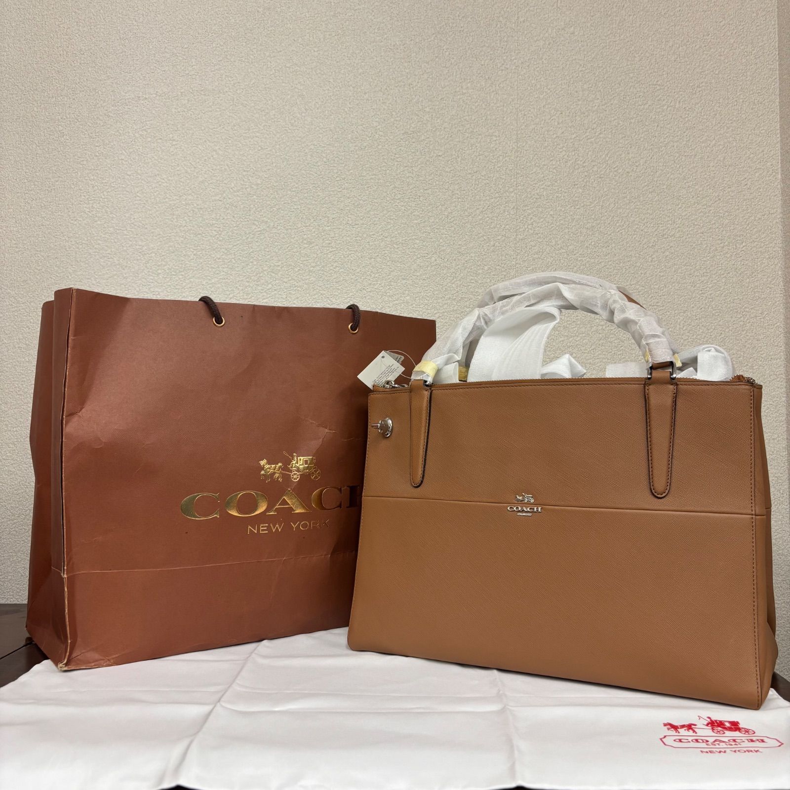 coach コーチ 2way ショルダーバッグ A4サイズ レザー キャメル
