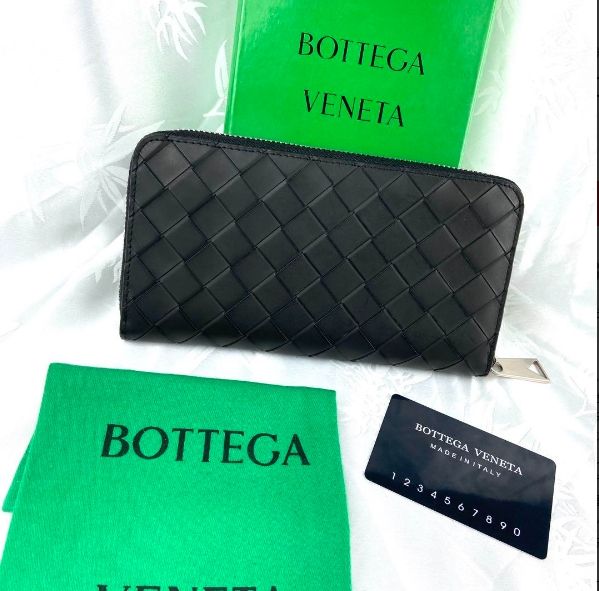 BOTTEGA VENETA メンズ ボッテガヴェネタ 黒ラウンドファスナー長財布イントレチャート 本革 未使用品 - メルカリ