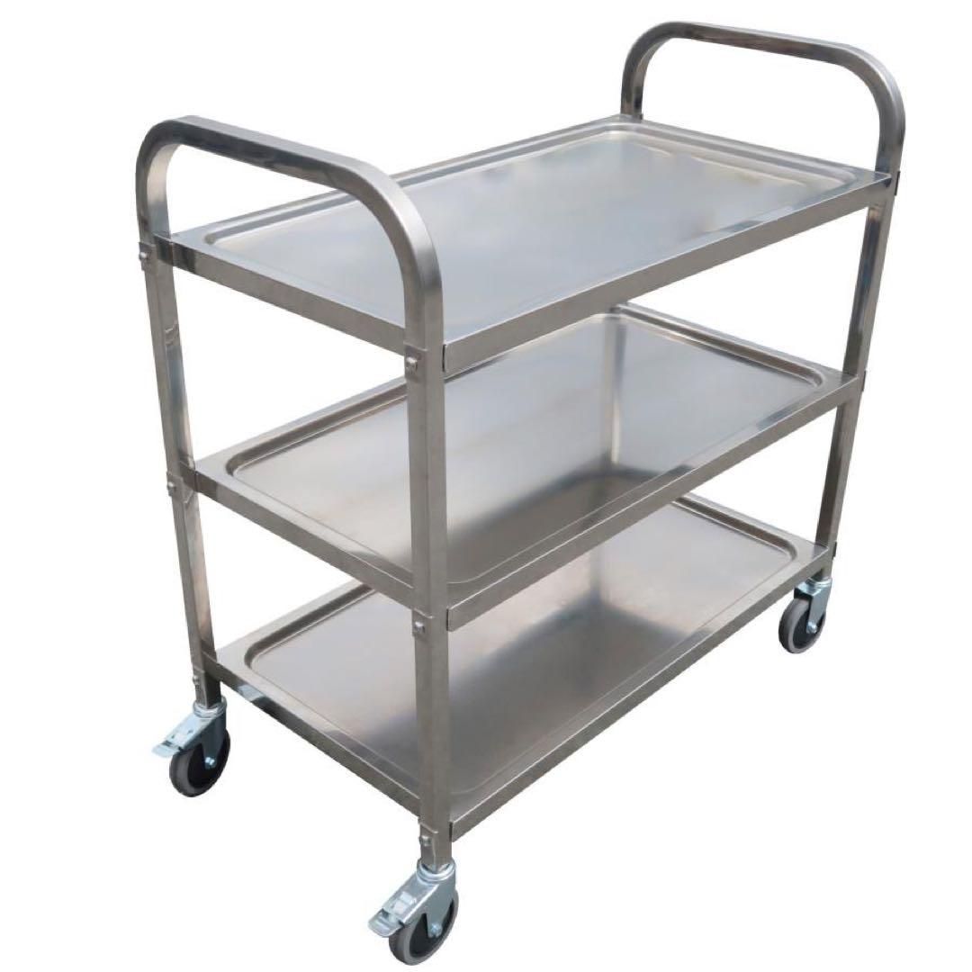 専用⭐︎IKEA ステンレス製キッチンワゴン 3段 キャスター付き キッチンワゴン キャスター付き 大きめ ステンレスワゴン3段 85cm×45cm
