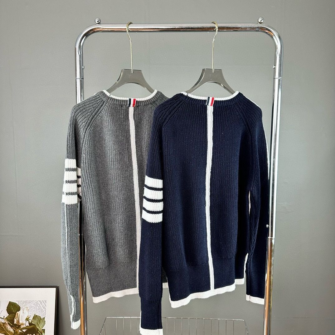 【THOM BROWNE】ストライプ ニット ハイカットスニーカー THOM BROWNE☆ニット ハイカットスニーカー ストライプ 靴