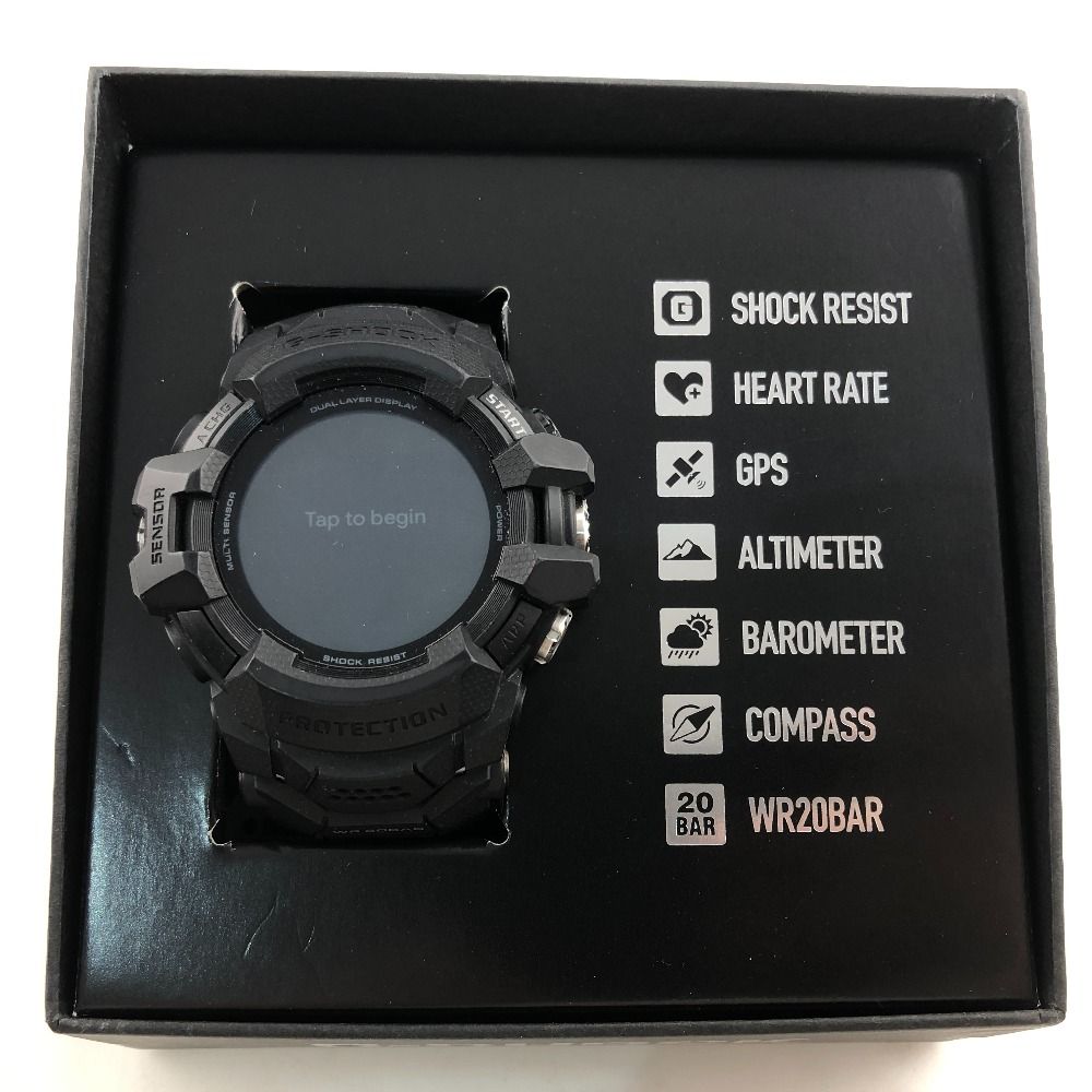 02w14692 カシオ CASIO G-SQUAD PRO ブラック メンズ スマートウオッチ モバイルリンク機能 GPS 方位|高度|気圧計測 心拍 箱 充電ケーブル 説明書あり 腕時計 GSW-H1000-1AJR