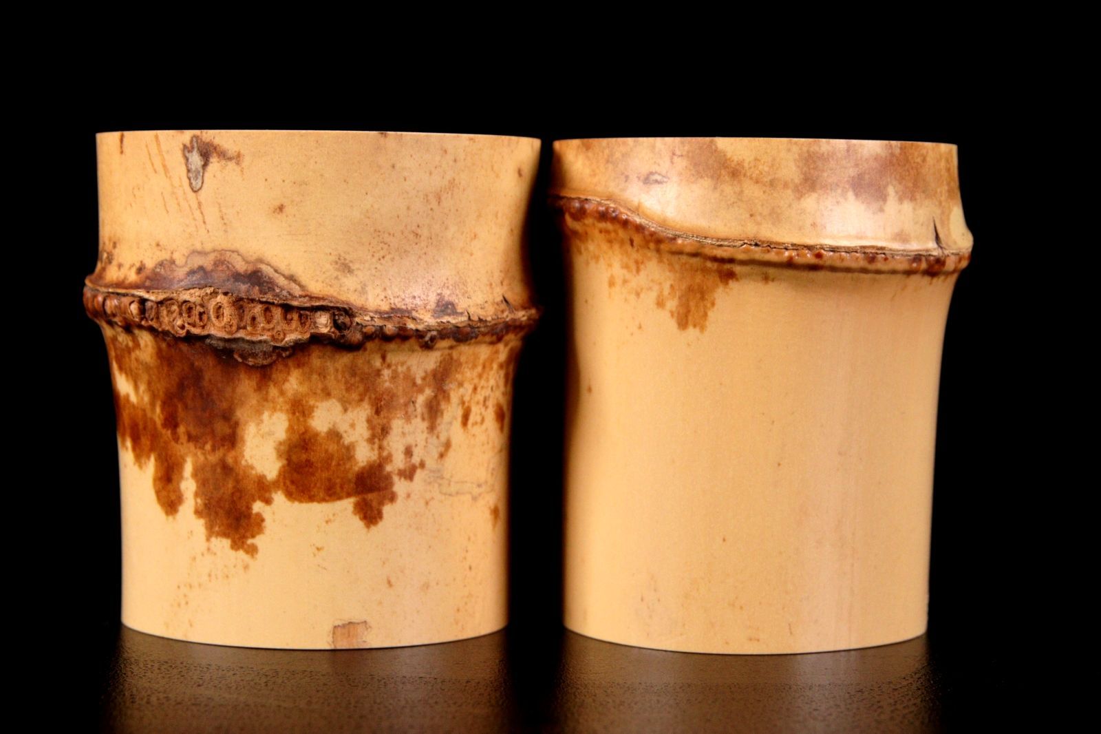 三玄院 長谷川寬州 竹蓋置一双 5.5cm 唐物 骨董 古美術 P147-Q