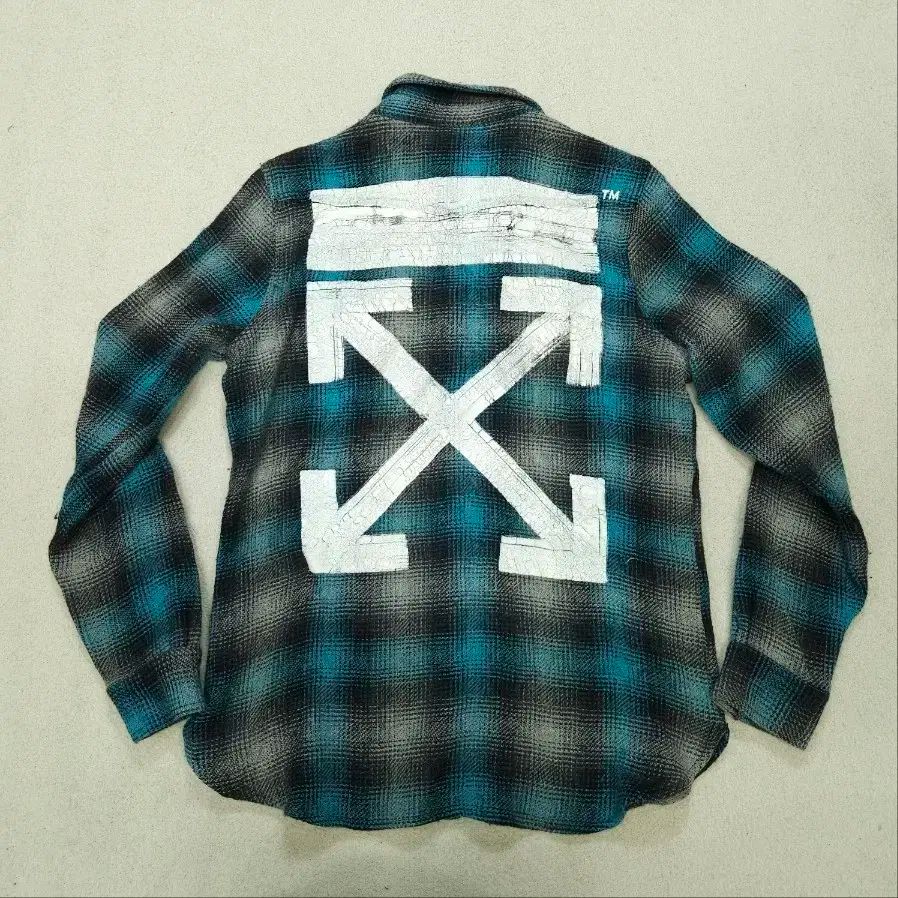 【希少】off-white オフホワイト　ネルシャツ オフホワイト フランネル 購入 シャツ M OFF-WHITE 14AW フランネル