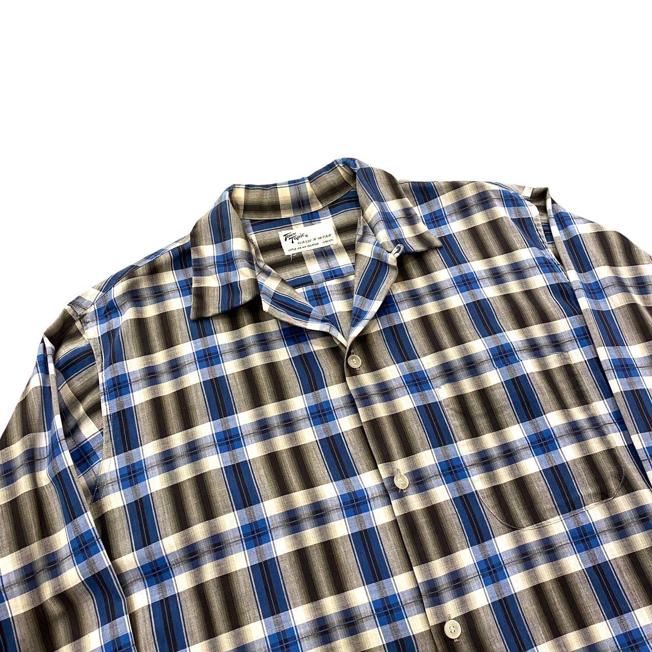 50s ビンテージ TOWN TOPIC オープンカラー コットンシャツ M シャドウ