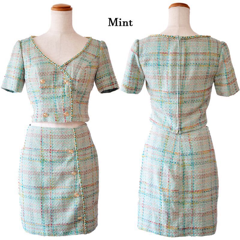 LoveRich ラブリッチ 【SMLサイズ/2カラー】ツイード セットアップ