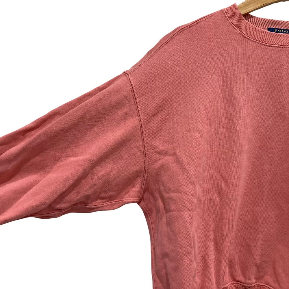 美品 22AW POLO RALPH LAUREN ポロラルフローレン ホース刺〓 バックロゴ スウェット トレーナー XXS ピンク レディース 古着 中古 美品 22AW POLO RALPH LAUREN ポロラルフローレン ホース刺繡