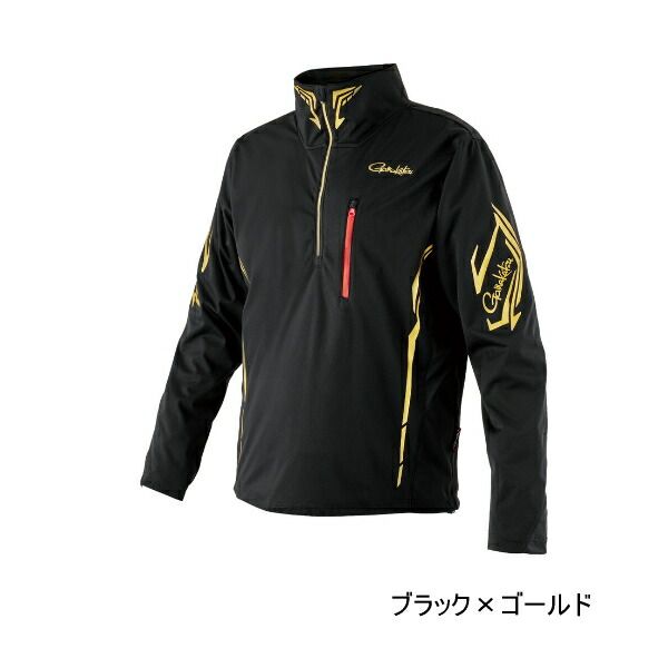 ≪ 25年9月新商品 ≫ がまかつ プルオーバージップシャツ GM-3794 ブラック×ゴールド Lサイズ