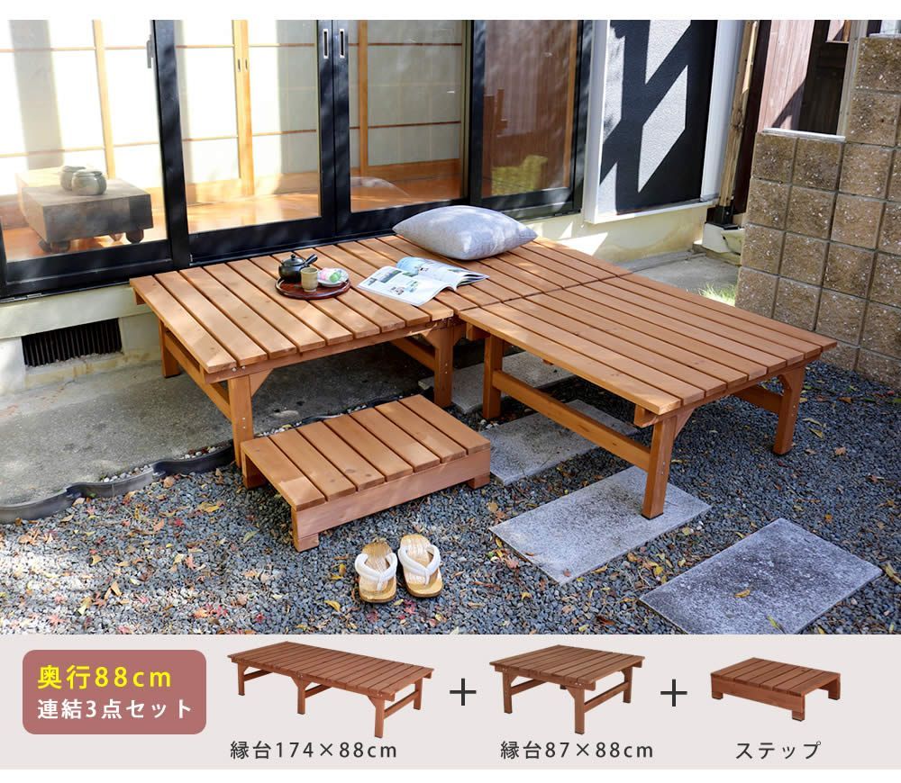 ウッドデッキ 縁台ベンチ