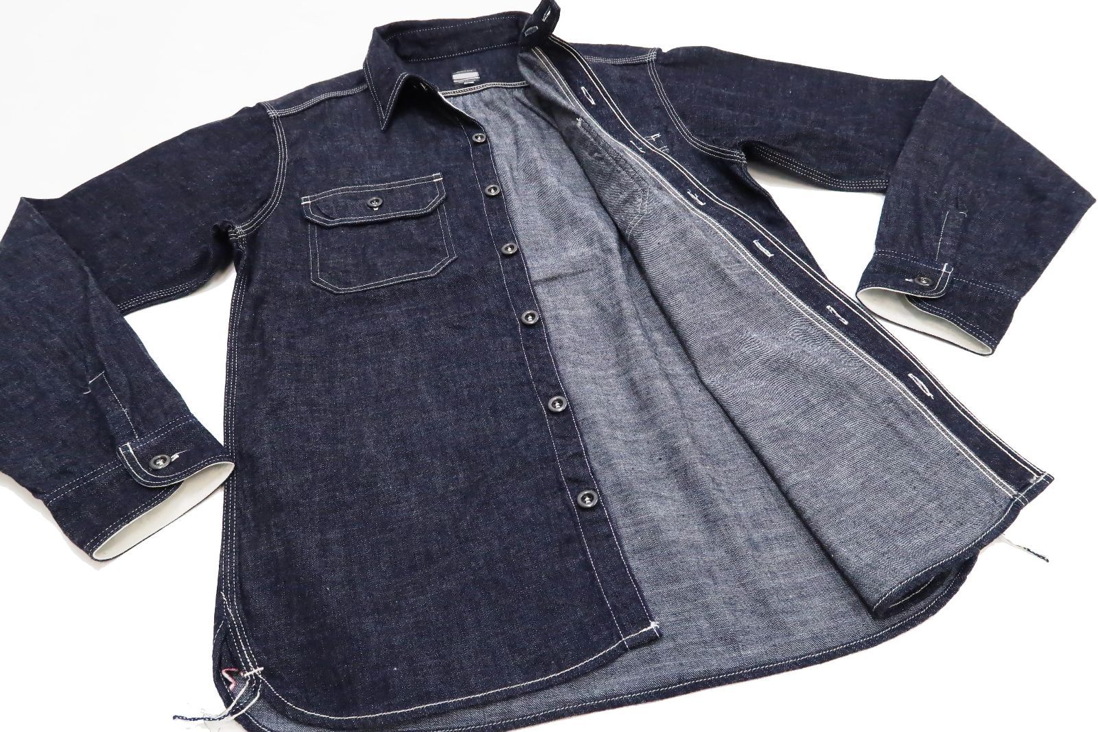 桃太郎ジーンズ) Momotaro Jeans 長袖シャツ MS044D 無地 デニムシャツ