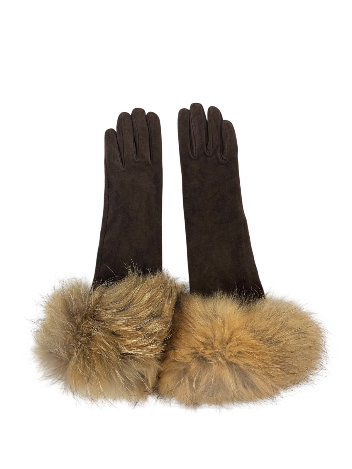 マックスマーラ 手袋 ブラウン ファー スエード ロング ITIXDYUQQU3E