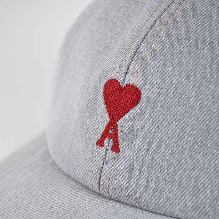 ami ハート刺繍 グレーキャップ amiparis グレー キャップ ハート刺繍