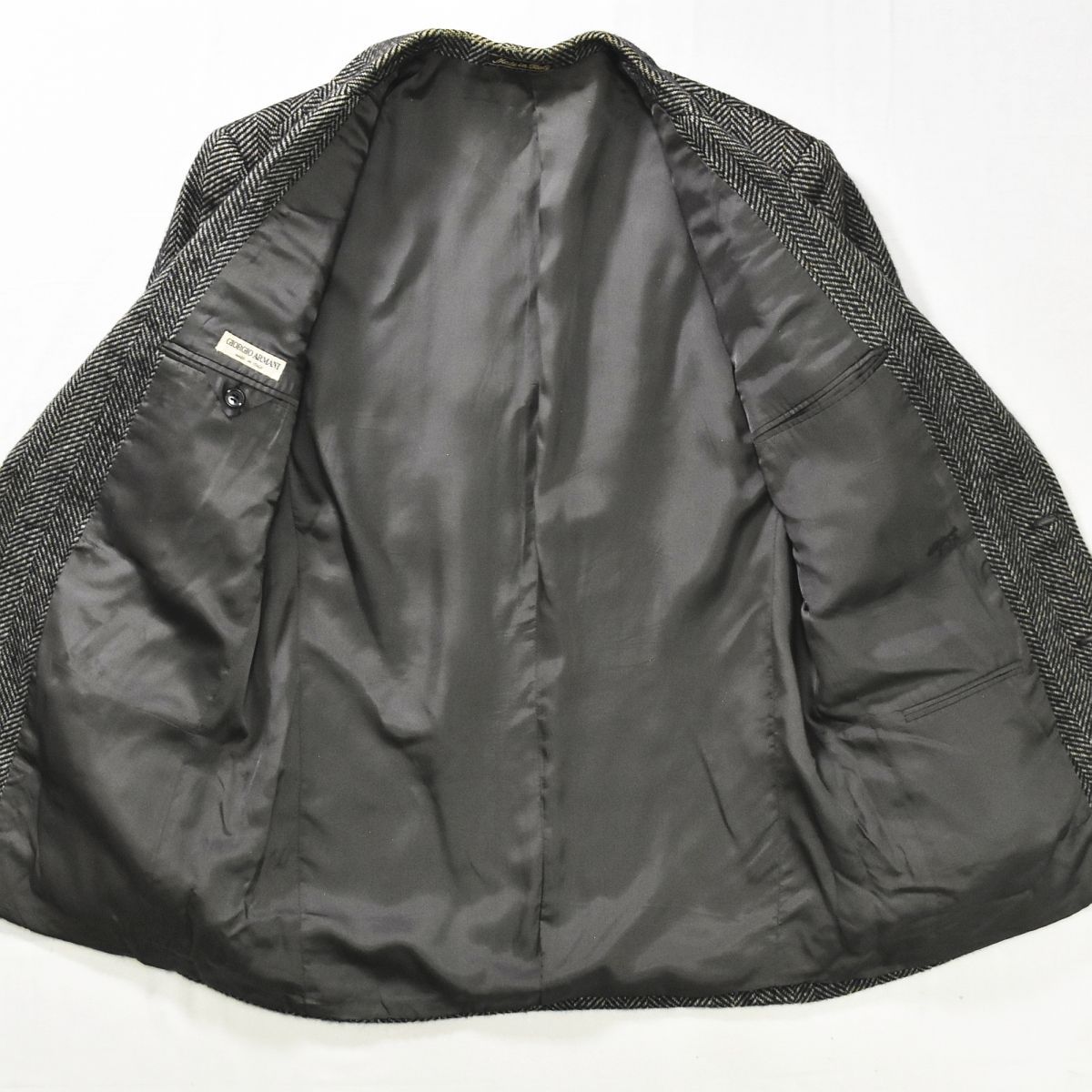 イタリア製 Giorgio Armani ツイード 2Bテーラードジャケット 希少】 80sヴィンテージ イタリア製 ジョルジオ アルマーニ