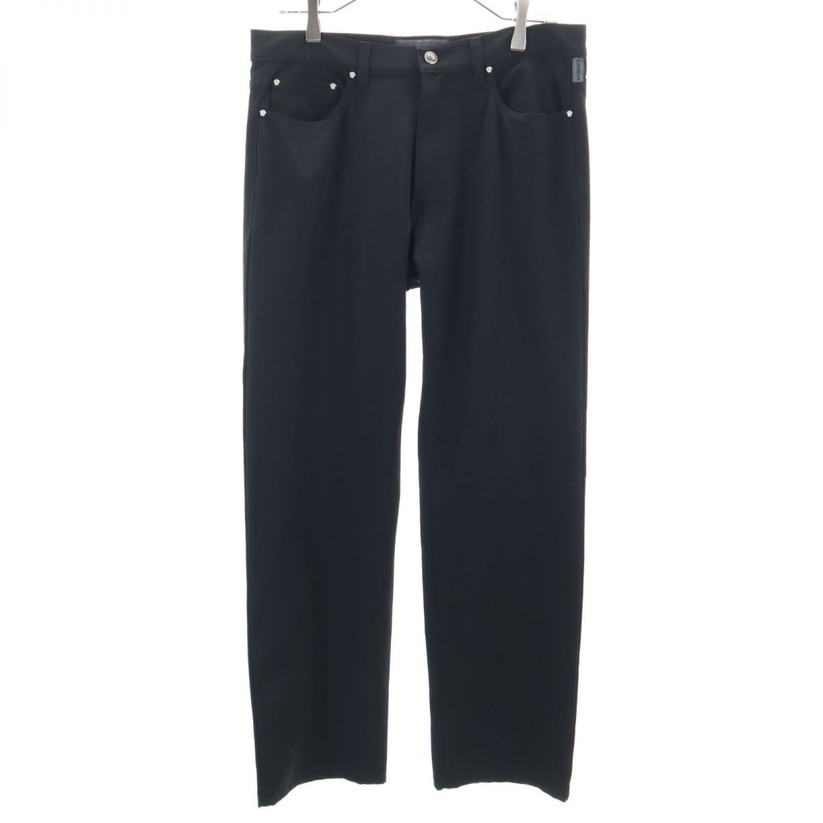 ヴェルサーチ イタリア製 ストレッチパンツ 34 48 ブラック VERSACE JEANS SIGNATURE メンズ 古着 【240310】