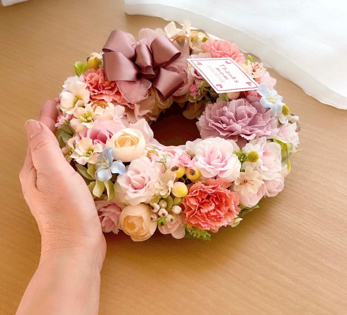 アートフラワーリース あなたの笑顔 W35cm 前後 soar87