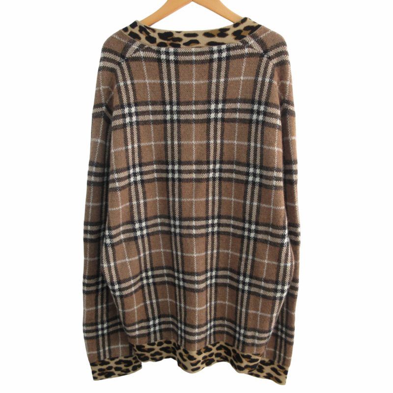 バーバリー ロンドン BURBERRY LONDON 美品 ニット セーター チェック×レオパード カシミヤ モヘヤ混 Vネック 長袖 茶 ブラウン  系 XL 1011 - メルカリ