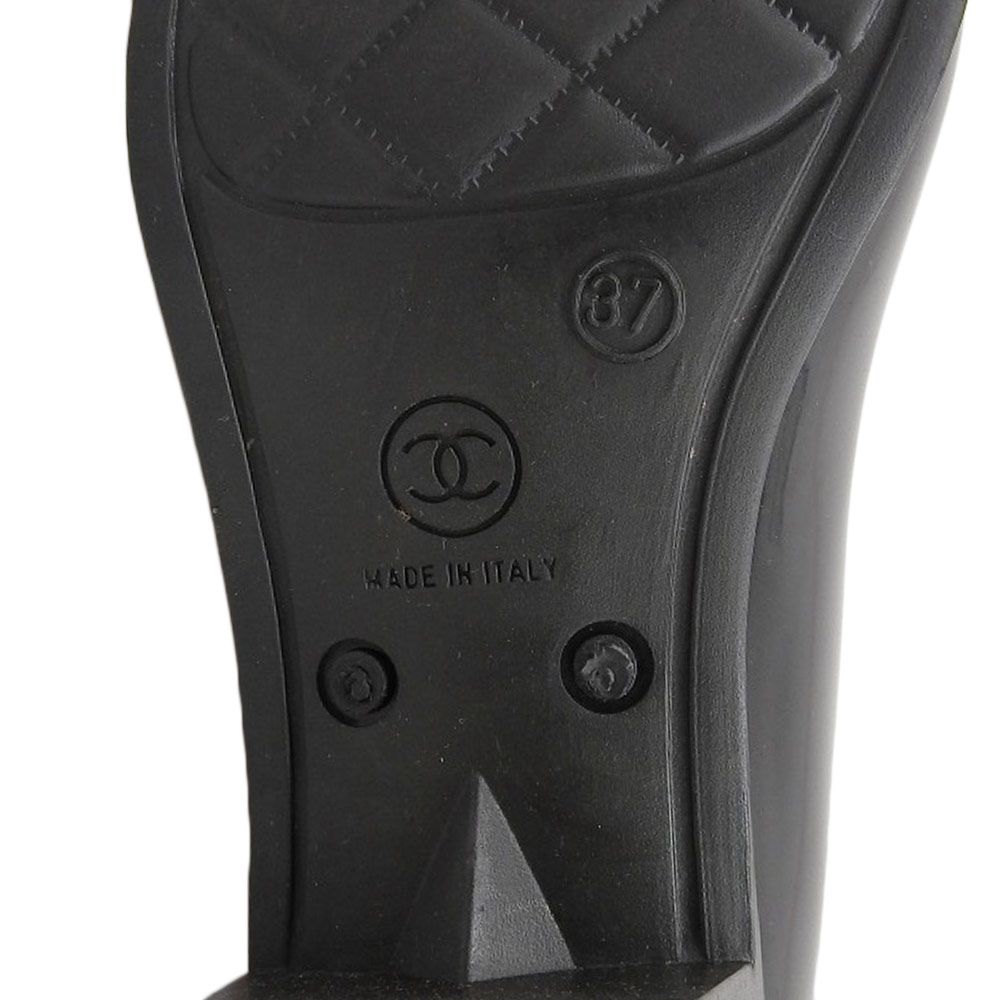 美品★CHANEL・エンボス加工ココマーク カメリア付 レインブーツ(37) CHANEL シャネル CHANEL シャネル カメリア×ココマーク レイン