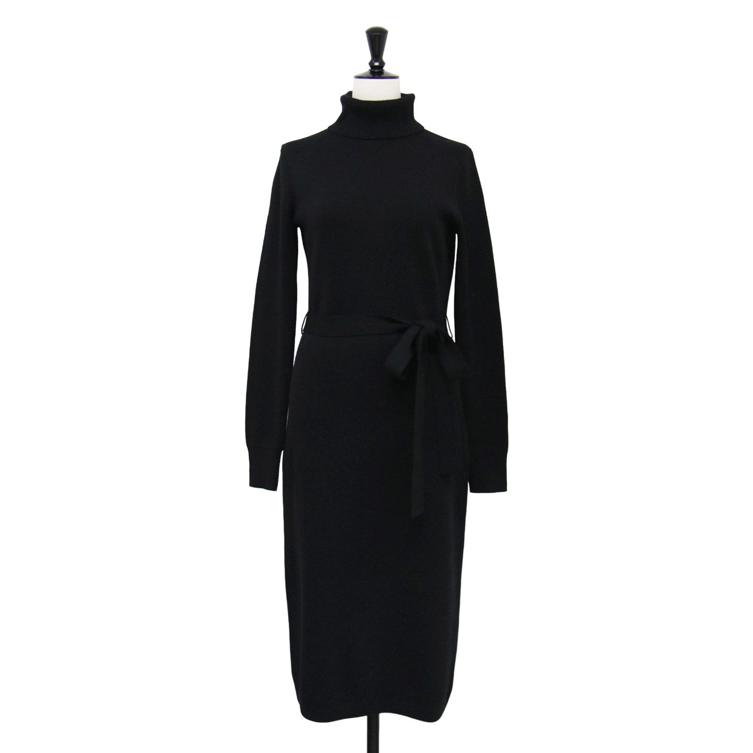 お見逃しなく! BROOKS BROTHERS ブルックスブラザーズ ワンピース ブラック 黒 サイズ XS | メリノウール ベルテッド タートルネック セータードレス | ウエストリボン ワンピース 長袖 ミディ丈 タイト | トップス レディース
