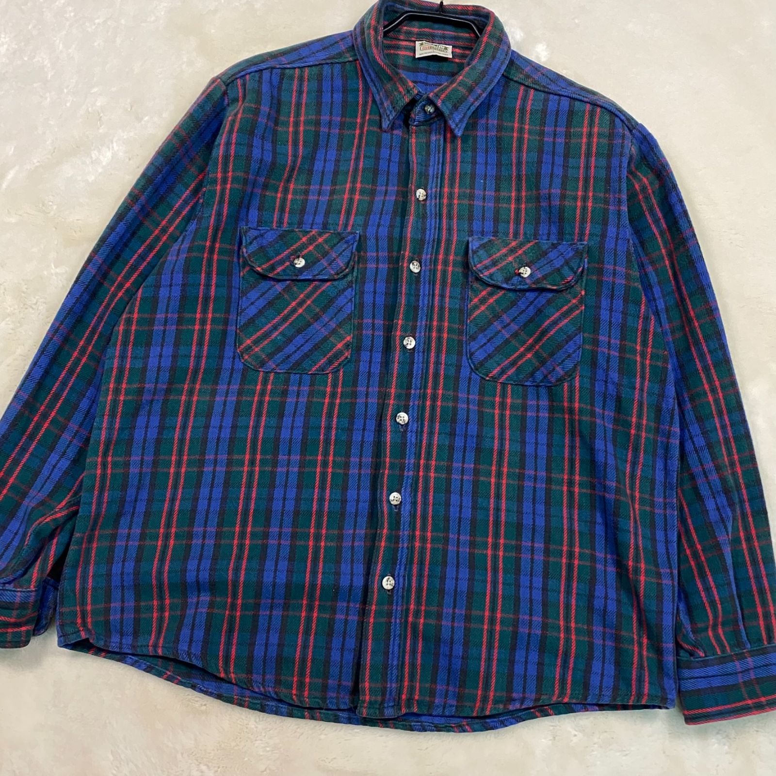 希少好配色 90s USA製 ファイブブラザー チェック ネルシャツ ベージュ