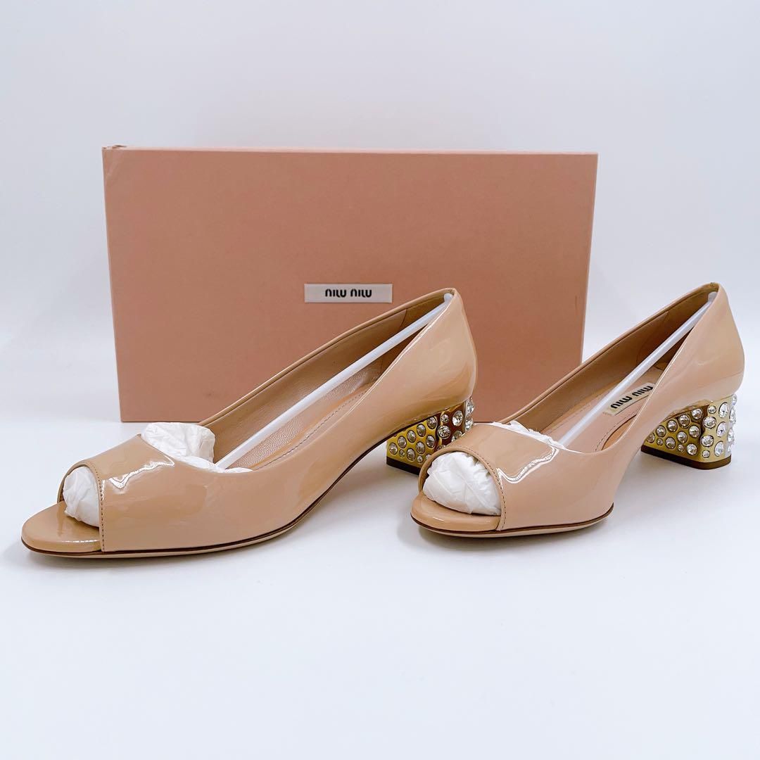 正規品・未使用品】MIUMIU エナメル ビジューヒール パンプス 即日配送