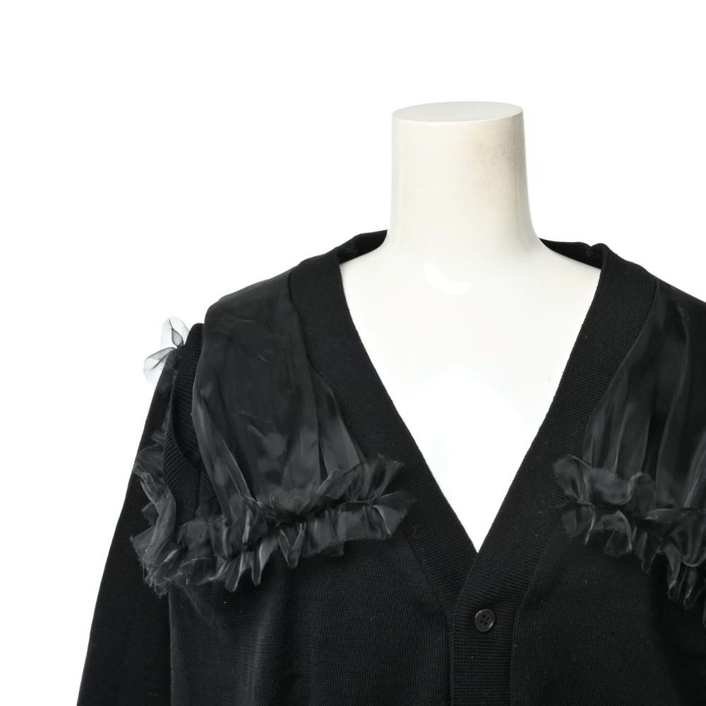 noir kei ninomiya チュールカーディガン コットンポンチ×ナイロンチュールカーディガン(2 BLACK): noir kei