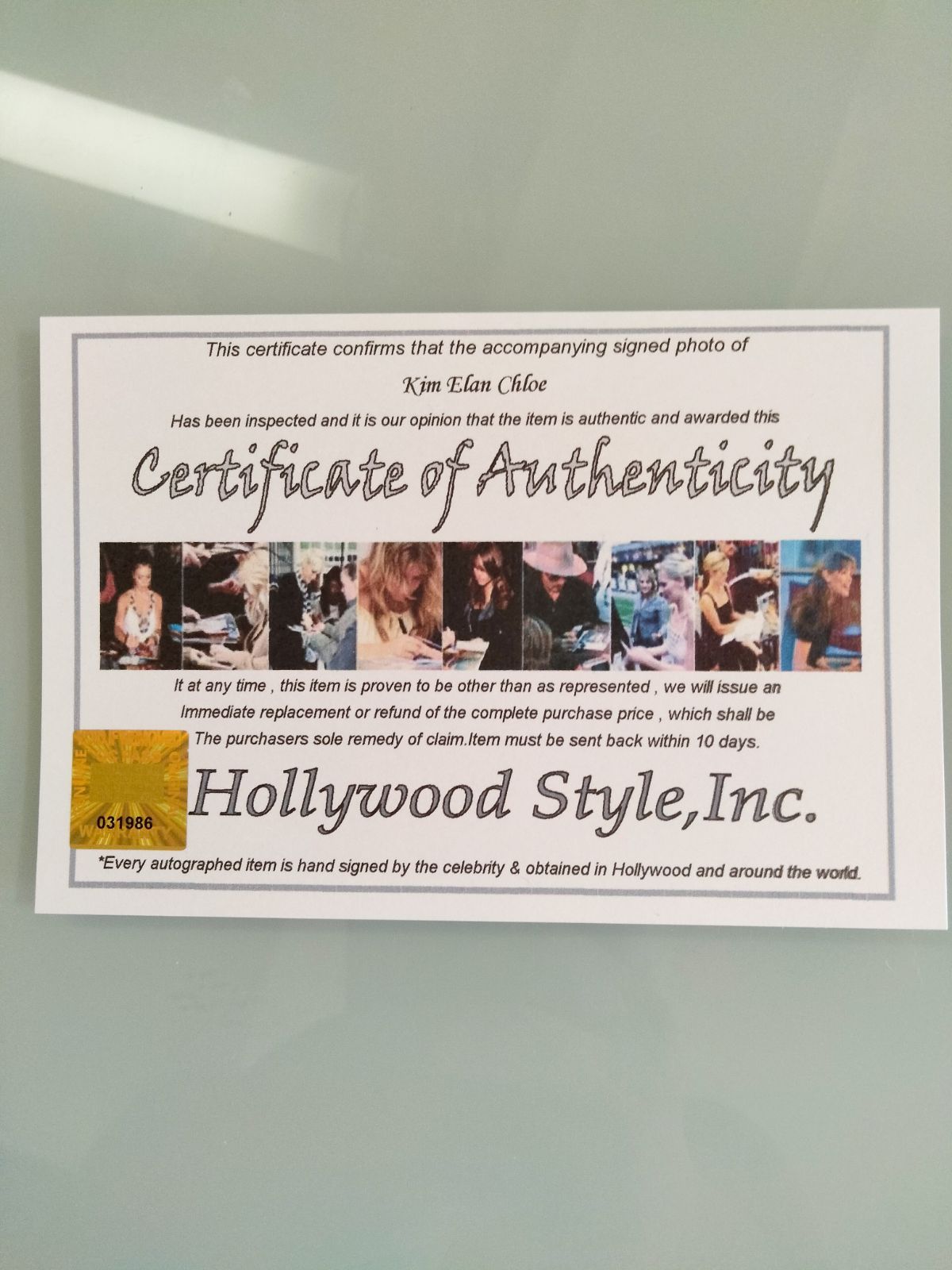 キム・エラン・クロエ直筆サイン入り2Lサイズ写真…ドイツ出身のモデル‥