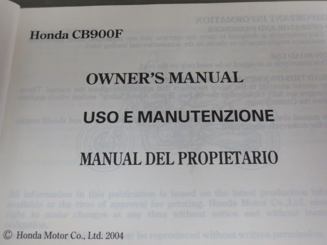 CB900F 配線図有 英語 イタリア語 フランス語 ホンダ オーナーズ 