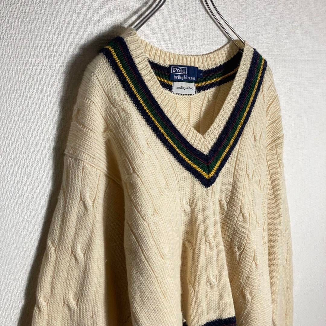RALPH LAUREN チルデンニット ヴァージンウール ケーブル L. RALPH LAUREN チルデンニット ヴァージンウール ケーブル L