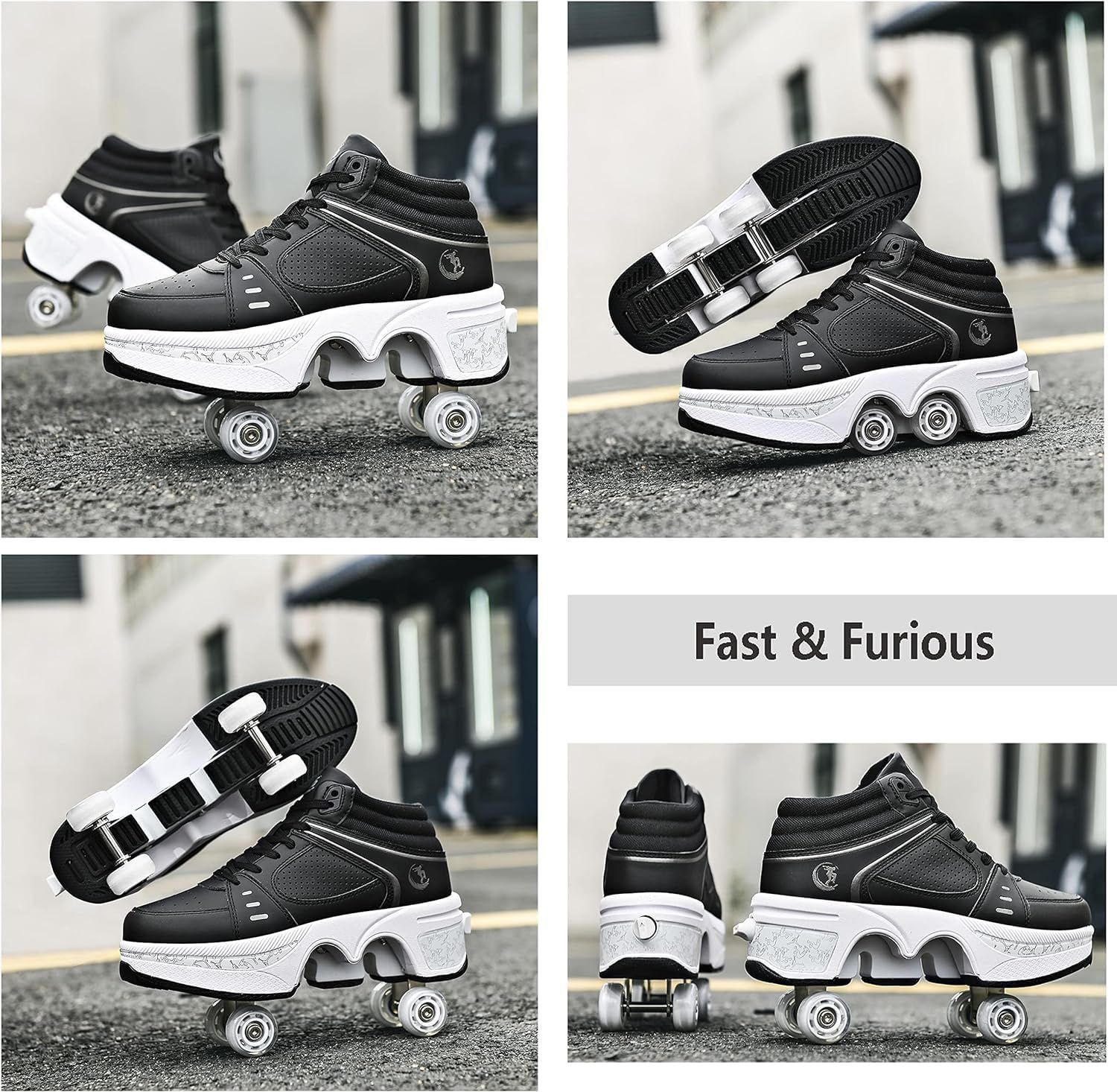 『SNS人気話題』[Deformation Roller Skates] ローラースケート 23-23.5cm/35 女の子 子供 キッズ キッズ 初心者 かわいい インラインスケート 4輪 自動ウォーキングシューズ見えないプーリーシューズスケート ビジネスにもカジュアルにも