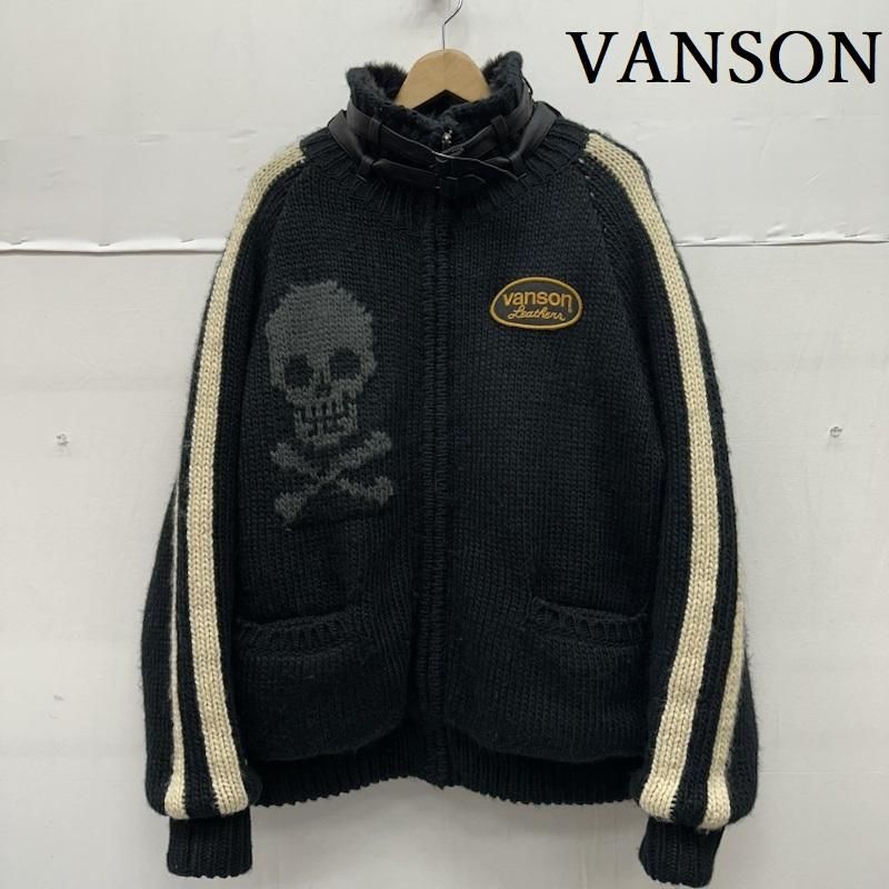 VANSON バンソン ニット ジャケット スカル 裏ファー 残りMサイズ以下セール】定価21780円を30%OFFセール[SALE
