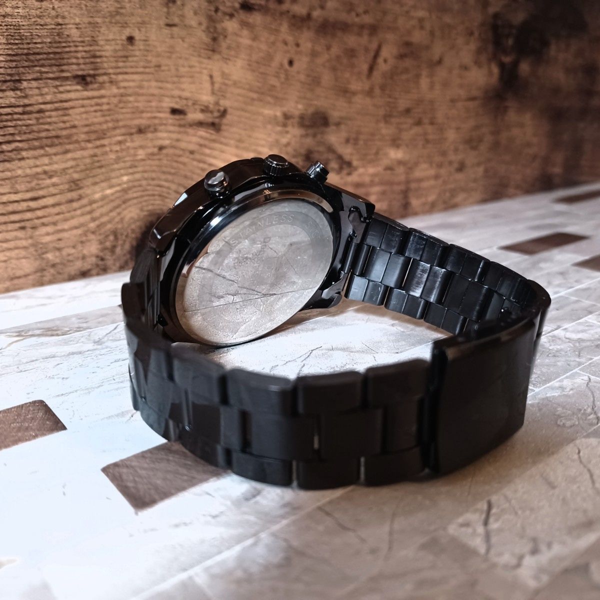 最大57%OFFクーポン T298 新品 美品 クロノグラフ 腕時計メンズ ラグジュアリーステンレス黒黒
