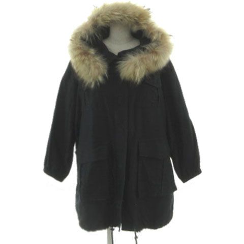 ✨美品✨Theory セオリー ダウンジャケット ラクーンファー 38（М） 黒 美品✨セオリー ダウンコート ロング リアル ファー ラクーン 光沢感