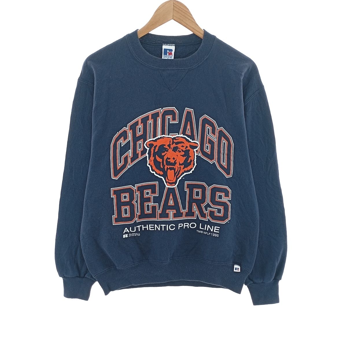 古着 90年代 ラッセル Russell NFL CHICAGO BEARS シカゴベアーズ プリントスウェットシャツ トレーナー USA製 メンズM相当/eaa402106