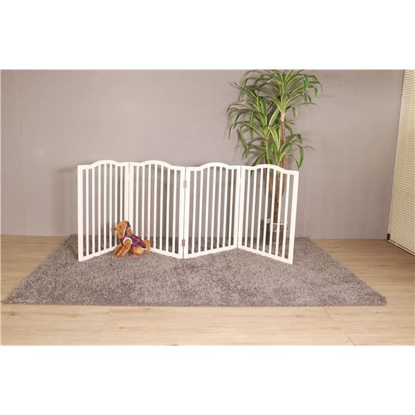 ペットフェンス 約幅58cm ホワイト 木製 折りたたみ式 ペット用品 ペットグッズ 犬用品 猫用品 完成品