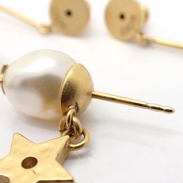 Christian Dior ピアス J'ADIOR スター フェイクパール GP メタル 美品