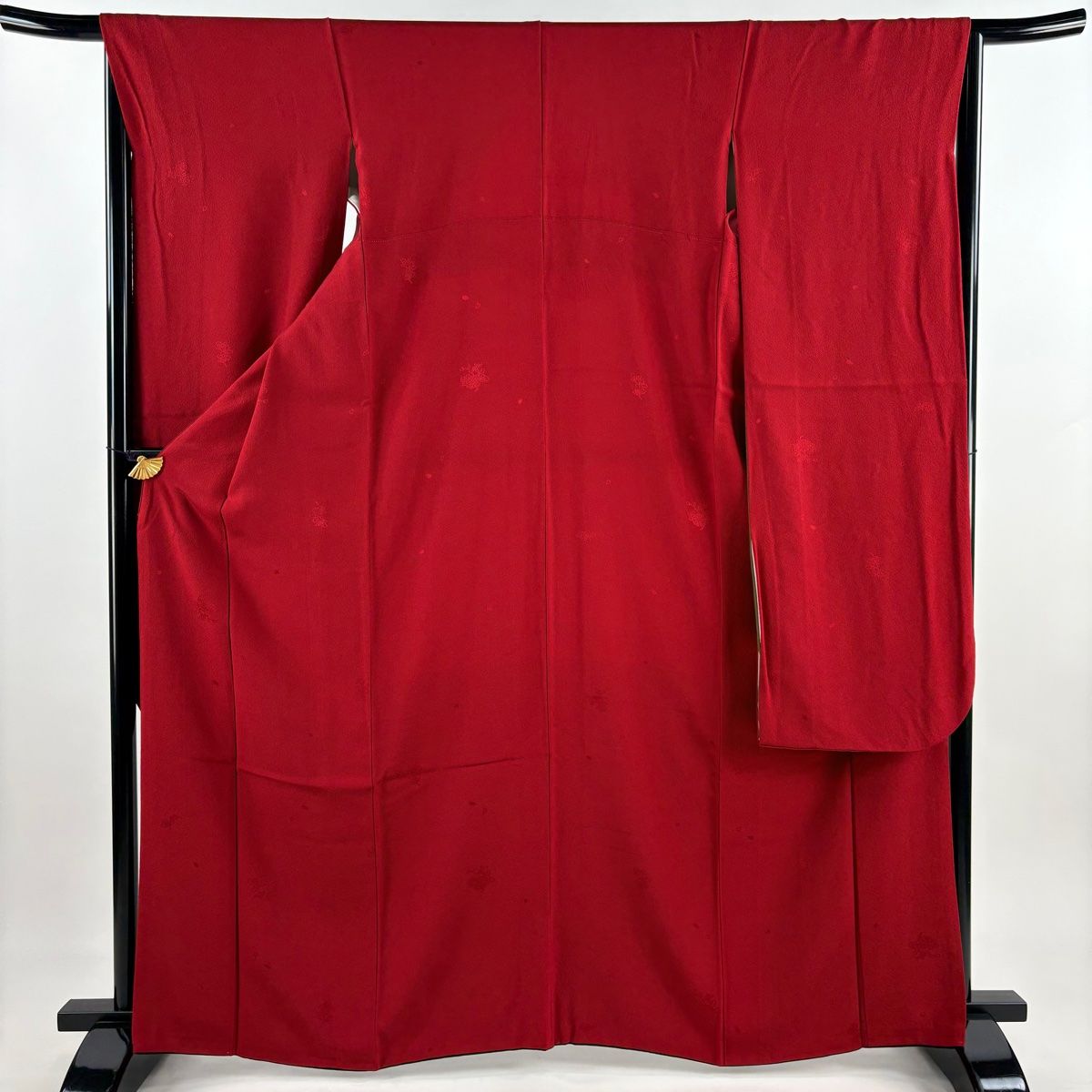 振袖 身丈163.5cm 裄丈66cm M 袷 山本寛斎 落款 地紋 赤 正絹