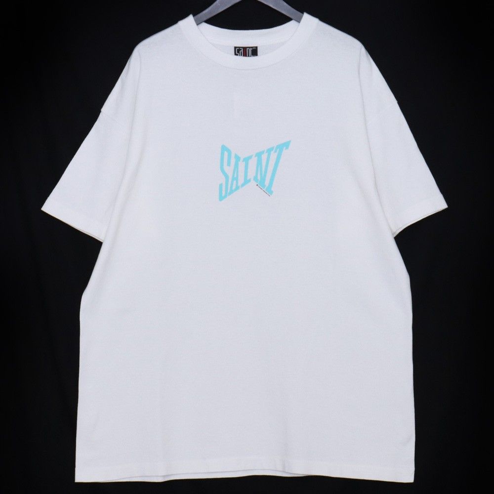 SAINT MICHAEL SS TEE RIBON SAINT WH+BU XLサイズ ホワイト SM-YS8