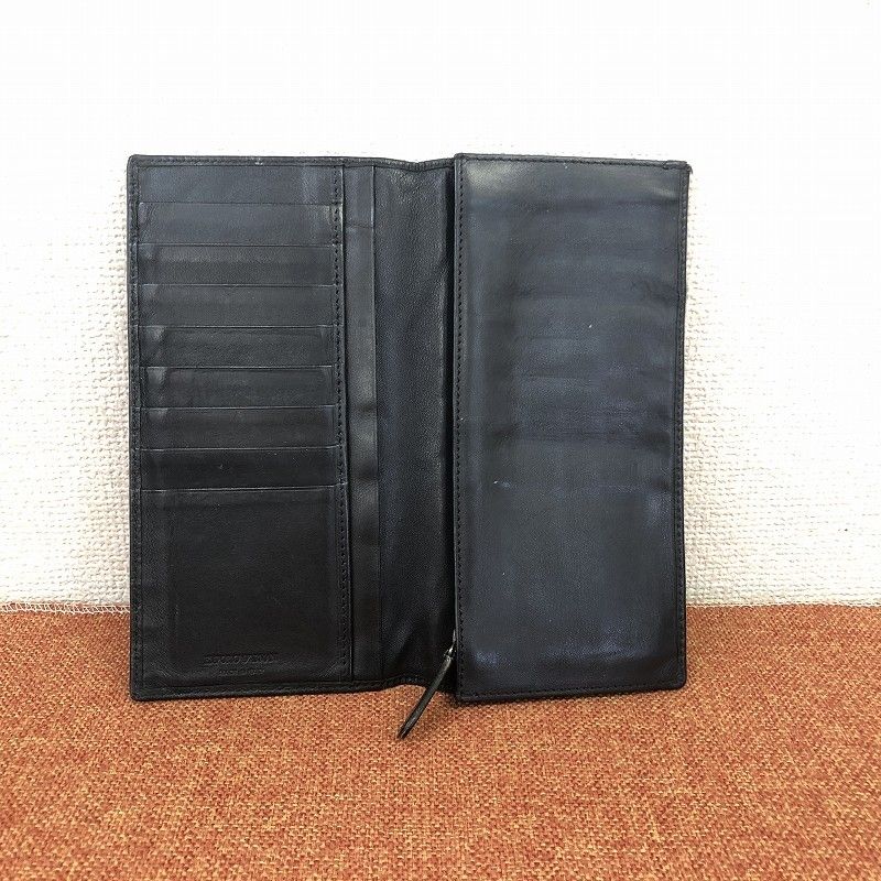 多少の値下げ可 未使用美品EMPORIO ARMANI ブラックレザー財布 値下げ】EMPORIO ARMANI エンポリオ アルマーニ ブラックレザー 長財布