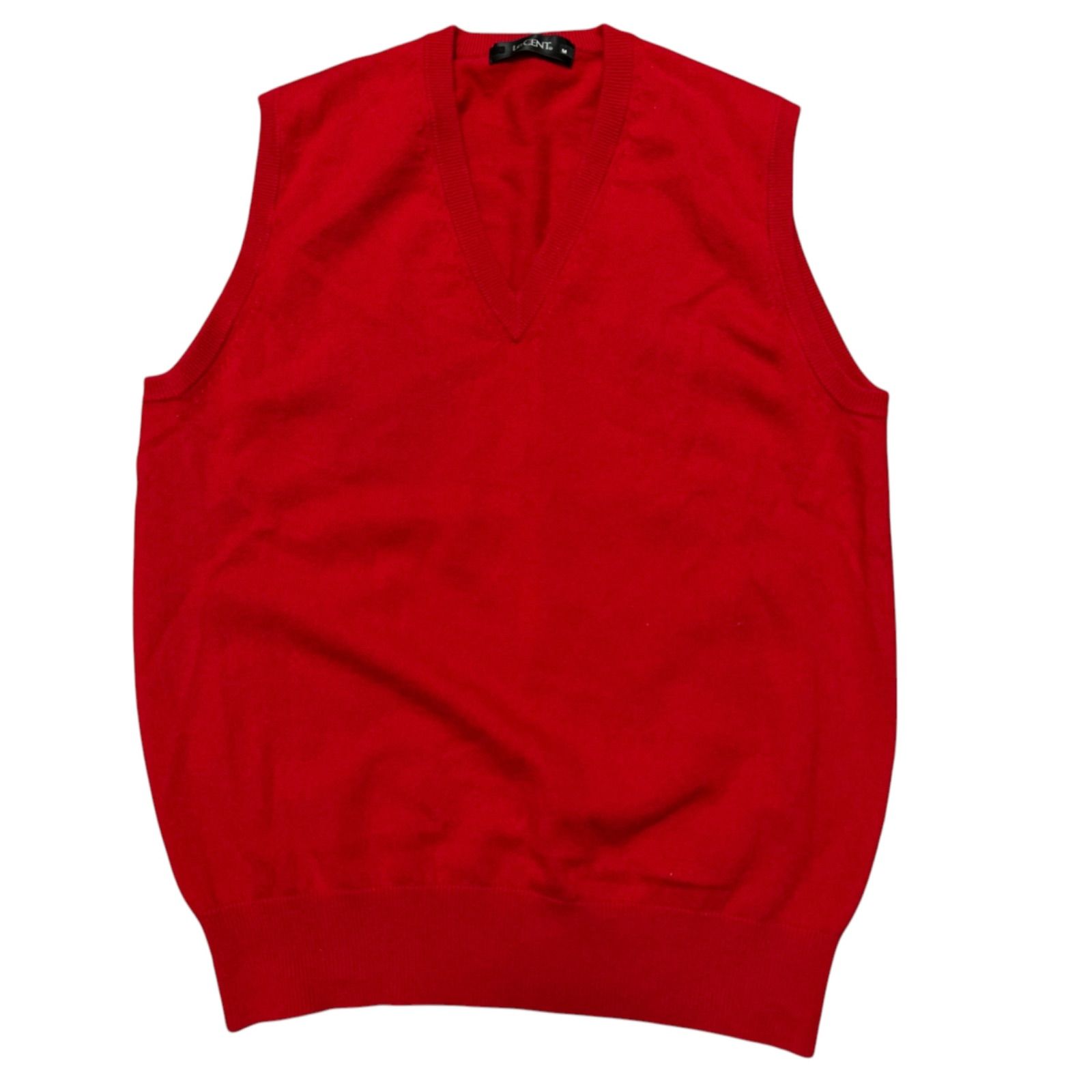 未使用品 レセント LeCENT カシミヤ ニットベスト L 赤系 レッド Vネック 刺繍 リブ タグ付 レディース RE71 【美品】 LeCENT レセント ニットベスト カシミヤ レッド