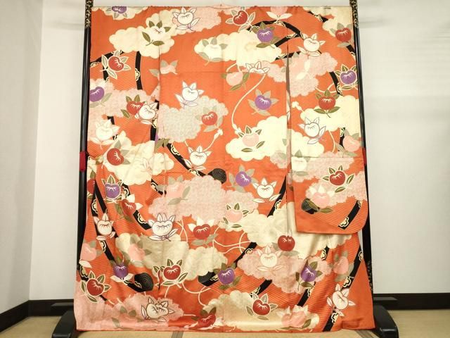 平和屋着物○十日町老舗ブランド 吉澤友禅 吾妻徳穂 振袖 橘 金彩 正絹