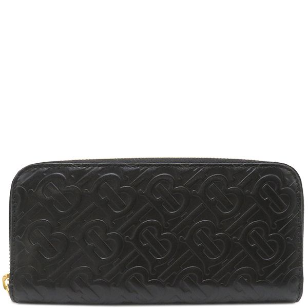 バーバリー BURBERRY 長財布 TBモノグラム エンボス レザー ブラック