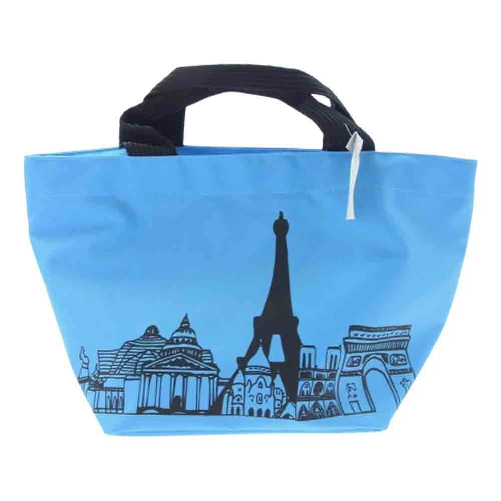 Herve Chapelier エルベ シャプリエ 1027NSP パリ エッフェル塔プリント 舟型トートM ライトブルー系 新古品