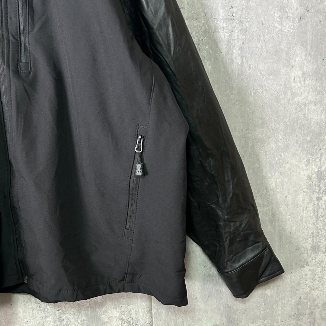 ヴィンテージ 両面刺繍 スタジャン フェイクレザー 切替 黒 XL Vintage