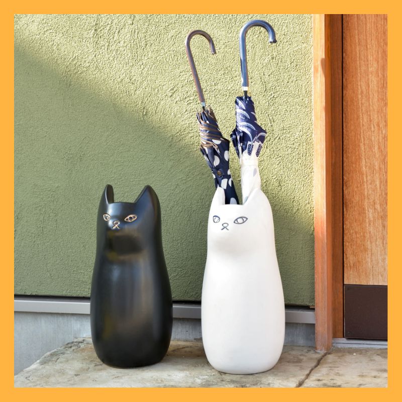黒猫傘立て Mサイズ 1個 傘立て インテリア 置物 収納家具 雑貨 傘