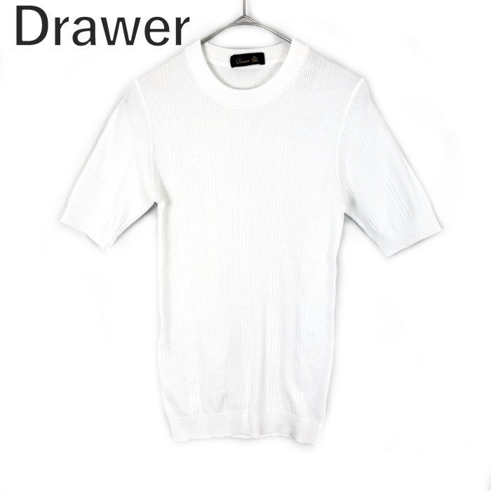 ドゥロワー Drawer コットンハリヌキショートスリーブ リブカットソー 