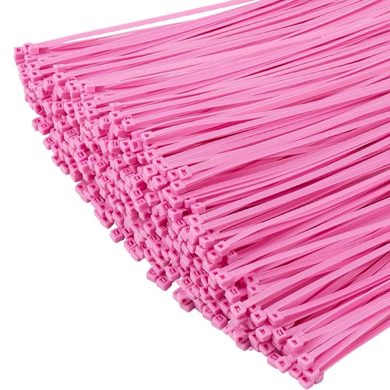 XINGO ピンクジップタイ 1000本 12インチ 引張強度 60ポンド セルフロックナイロンプラスチックナイロン PA66ワイヤータイ 屋内外用