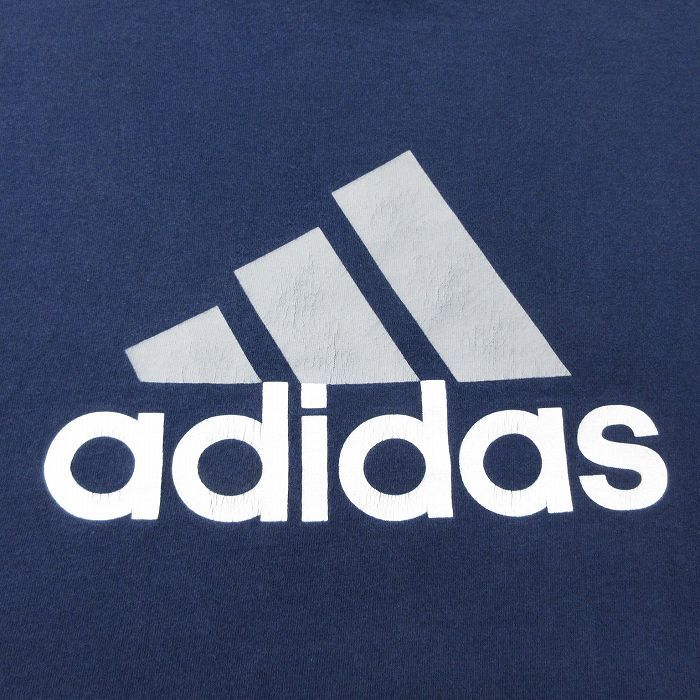 XL/古着 アディダス adidas 長袖 ビンテージ Tシャツ メンズ 90s ビッグロゴ 大きいサイズ コットン クルーネック 紺 ネイビー 24aug01 中