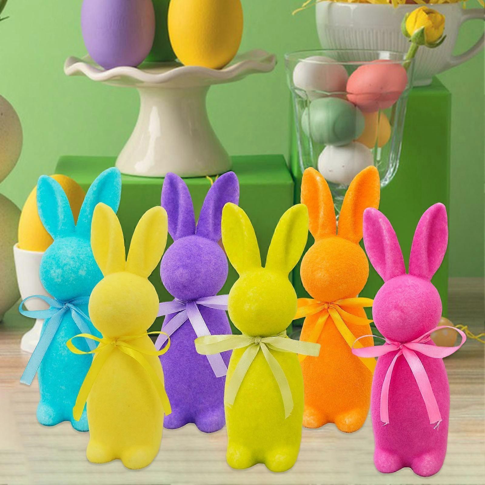 イースターバニー像自立型フォームウサギオーナメントフェイクモス